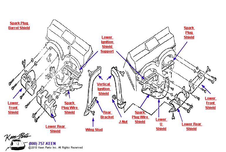 Ignition Shields Diagram for a C3 Corvette
