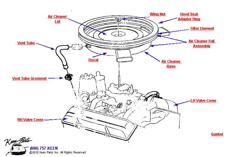 Air Cleaner Diagram for a 1965 Corvette