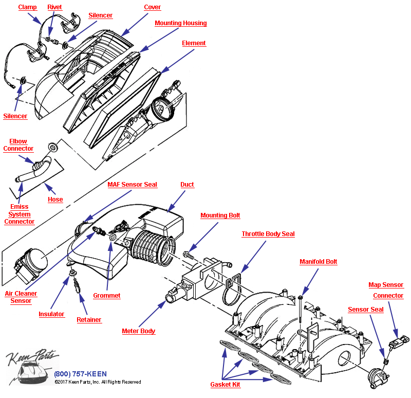 Air Cleaner Diagram for a 1993 Corvette
