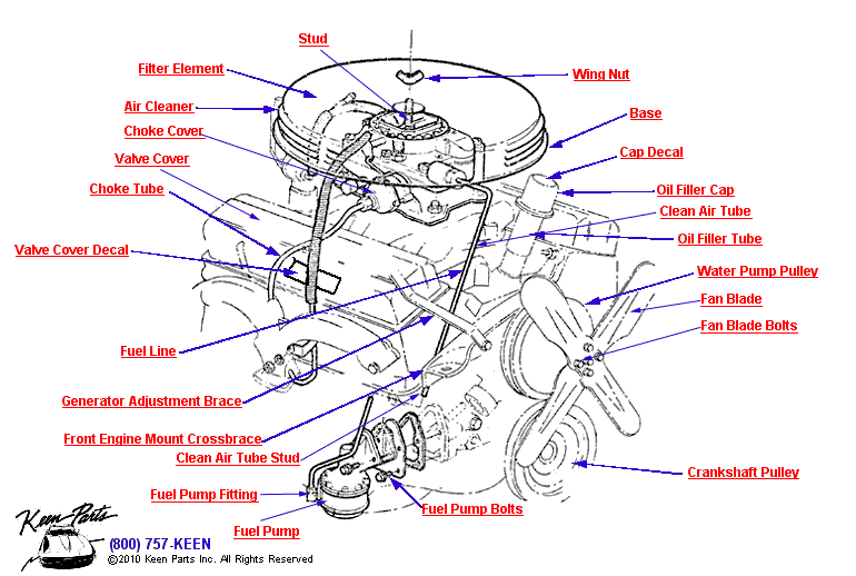 Non-FI Air Cleaner Diagram for a C1 Corvette