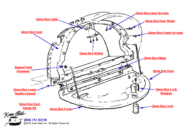 Glove Box Diagram for a 1968 Corvette