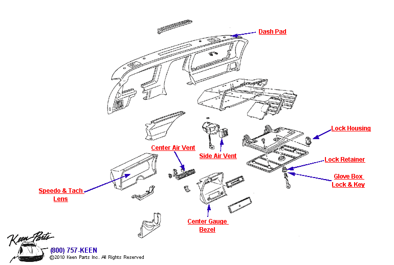 Instrument Panel Diagram for a 2010 Corvette