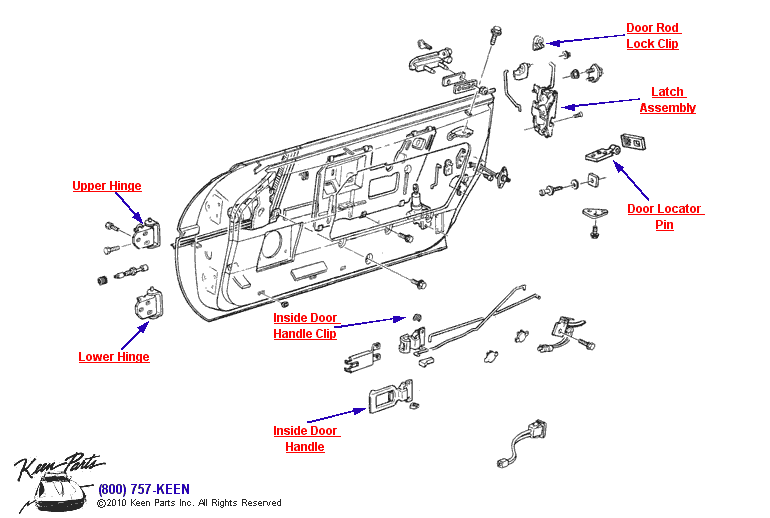 Door Hardware Diagram for a 1986 Corvette
