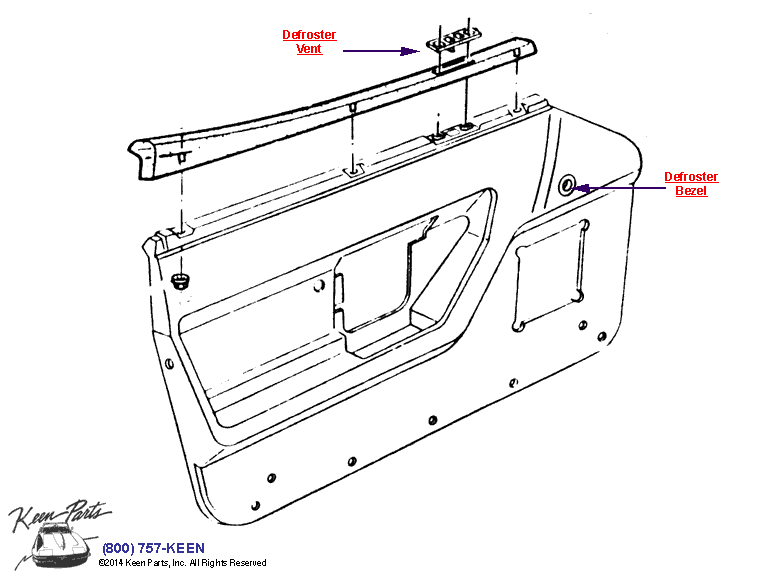 Door Defrost Vents Diagram for a C4 Corvette