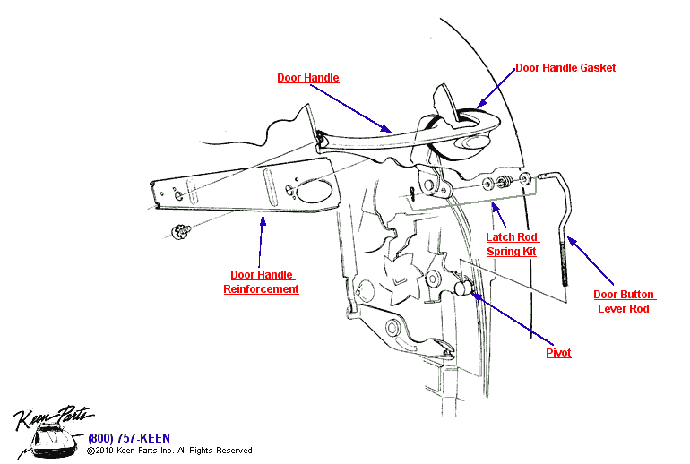 Door Handle &amp; Rod Diagram for a 1958 Corvette