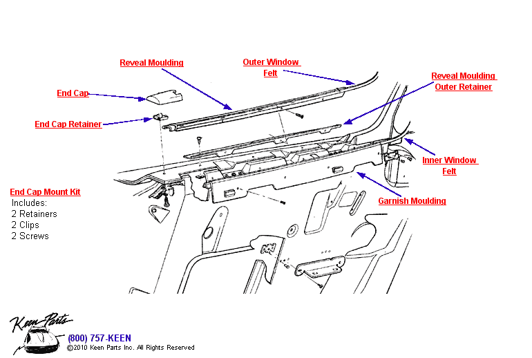 Window Moulding &amp; Felt Diagram for a 1956 Corvette