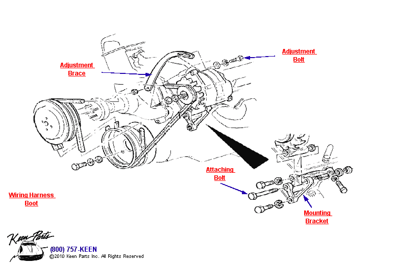 Big Block Alternator (without Power Steering) Diagram for a 1970 Corvette