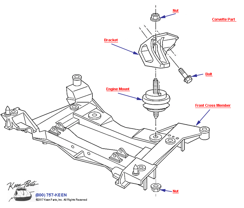 Engine Mounting Diagram for a 2018 Corvette