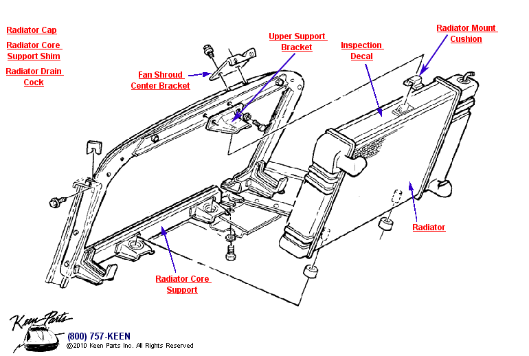 Aluminum Radiator Diagram for a C1 Corvette