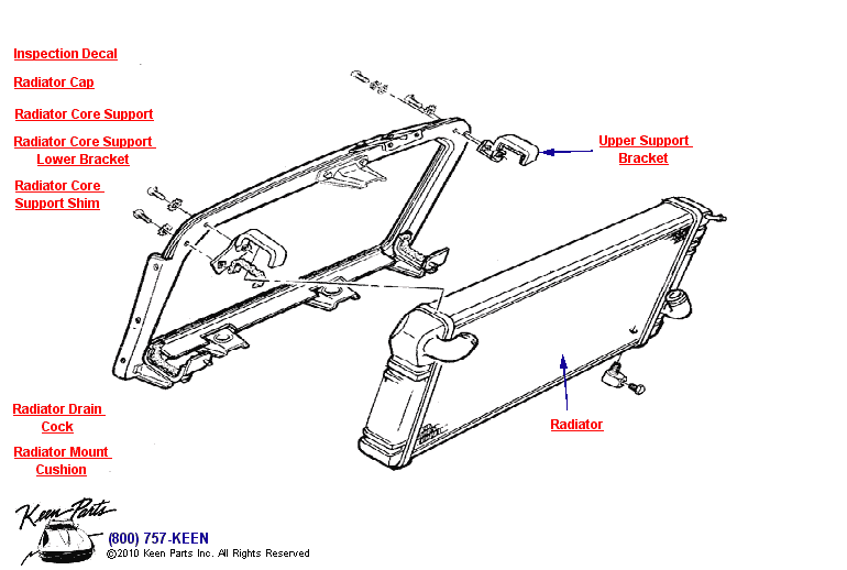 Copper Radiator Diagram for a 2001 Corvette
