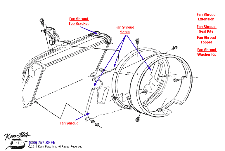 Small Block Fan Shroud Diagram for a 1965 Corvette