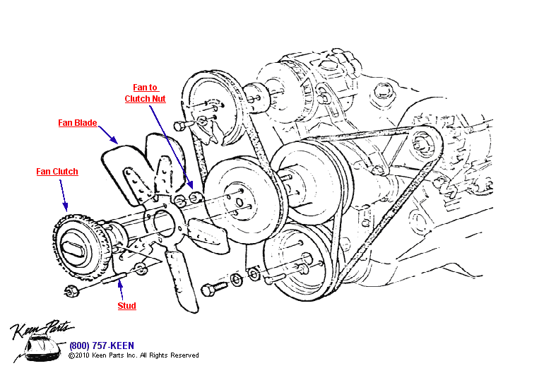 Fan &amp; Fan Clutch Diagram for a 1967 Corvette