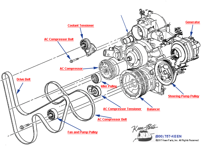 Pulleys &amp; Belts/Accessory Drive Diagram for a 1997 Corvette