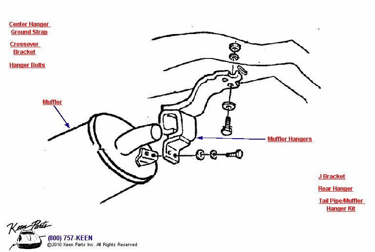 Muffler Hangers Diagram for a C3 Corvette