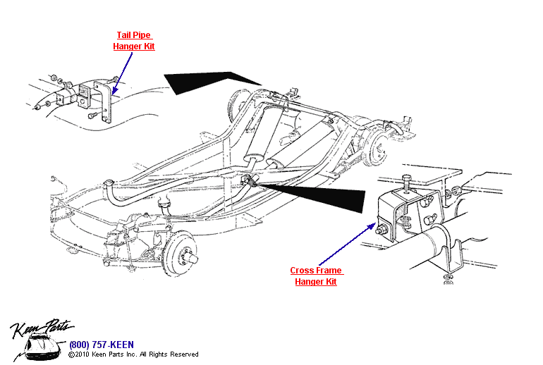Exhaust Hanger Kits Diagram for a C3 Corvette