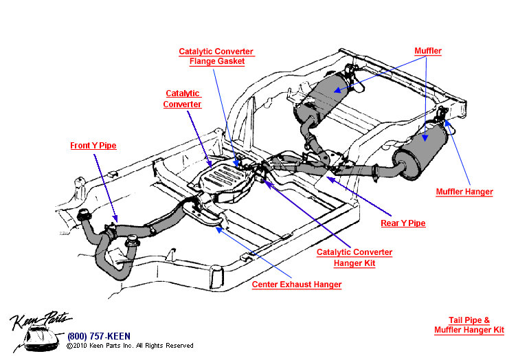 Rear Y Pipe &amp; Muffler Diagram for a 1987 Corvette