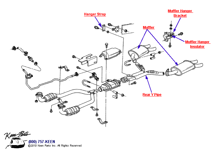 Exhaust System Diagram for a 1992 Corvette