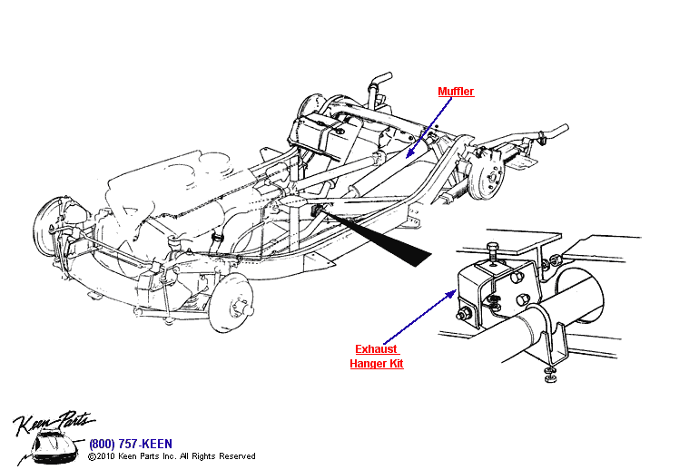 Round Muffler &amp; Hangers Diagram for a 2000 Corvette