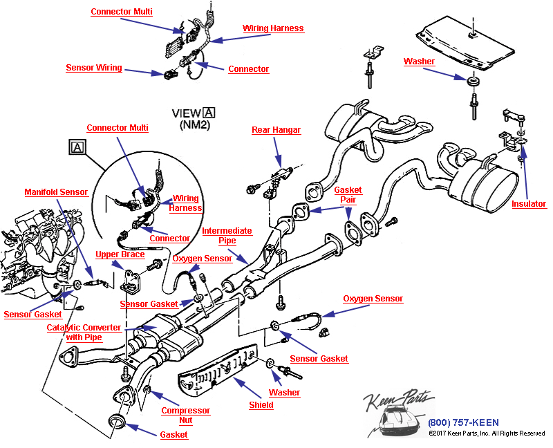 Exhaust System Diagram for a 1997 Corvette