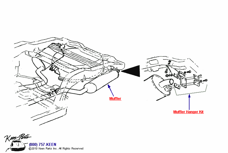 Muffler Hanger Diagram for a 2021 Corvette