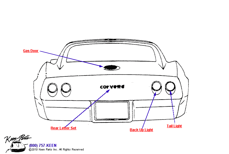 Rear Trim Diagram for a 2023 Corvette