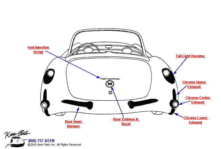Rear Mouldings Diagram for a 2002 Corvette