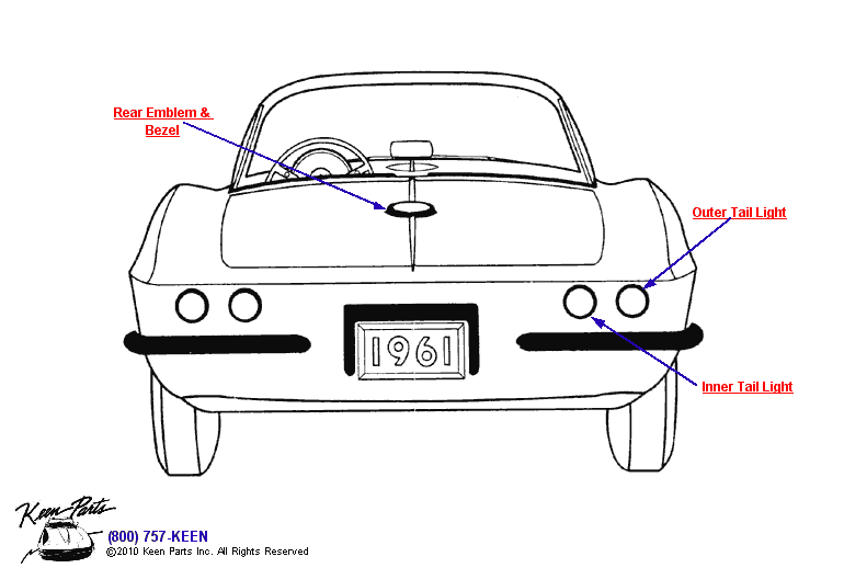 Rear Mouldings Diagram for a 2022 Corvette
