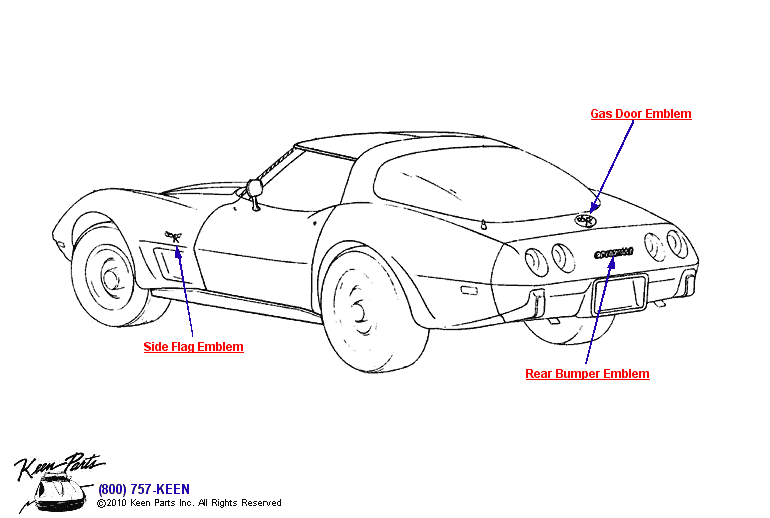 Rear Emblems Diagram for a 2013 Corvette