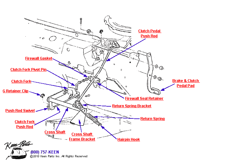 Clutch Pedal Diagram for a 1962 Corvette