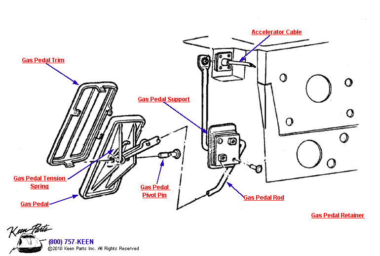 Gas Pedal Diagram for a 1969 Corvette