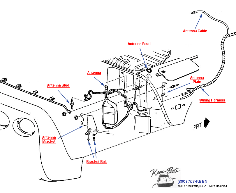 Convertible Antenna Diagram for a 2000 Corvette