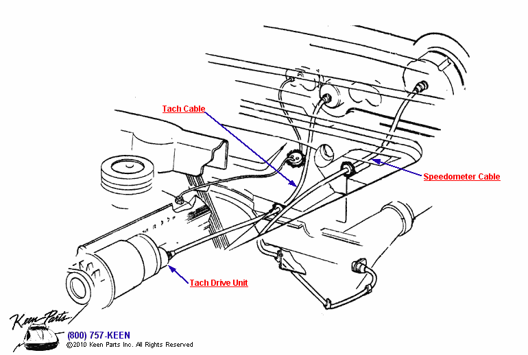 Speedometer &amp; Tach Cables Diagram for a 1957 Corvette