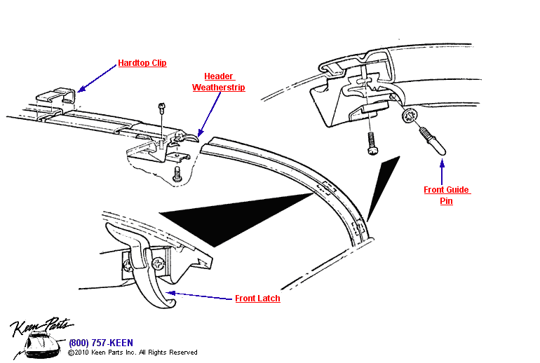 Hardtop Clips &amp; Latches Diagram for a 2007 Corvette