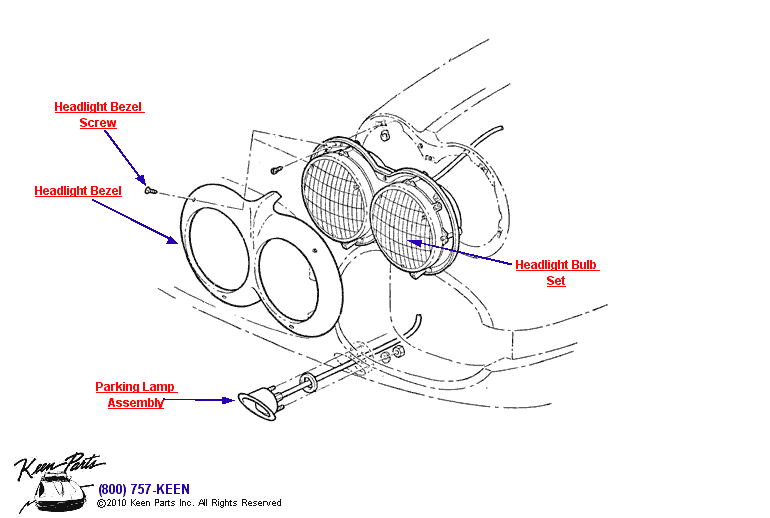 Headlights Diagram for a 1973 Corvette