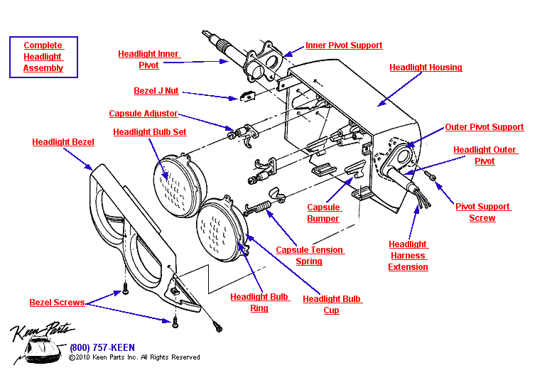 Headlights &amp; Housing Diagram for a C2 Corvette