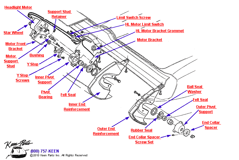 Headlight Motor Assembly Diagram for a 2021 Corvette