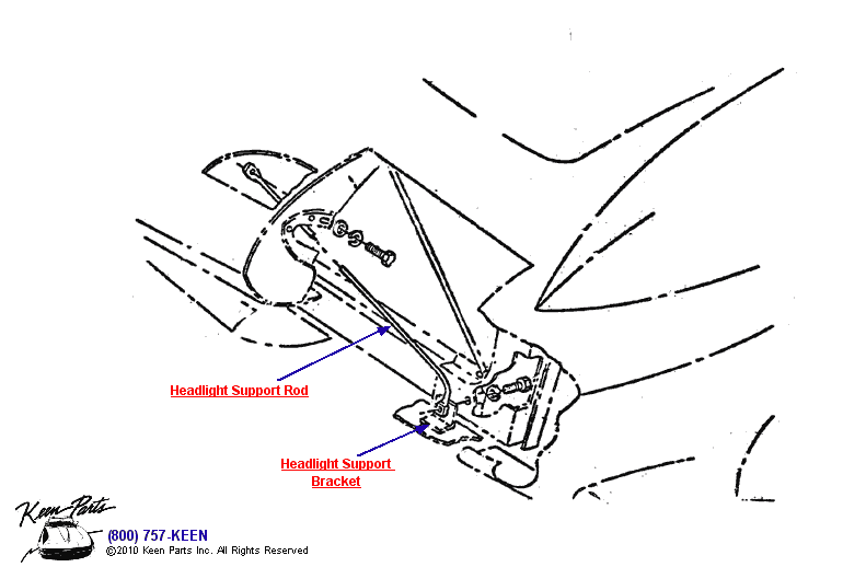 Headlight Support Rod Diagram for a 1959 Corvette