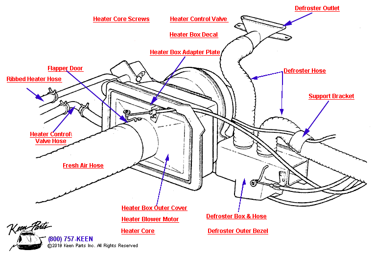 Heater &amp; Defroster Boxes Diagram for a 1956 Corvette