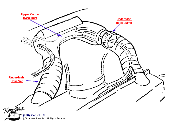 AC Center Outlet Hoses Diagram for a 1998 Corvette