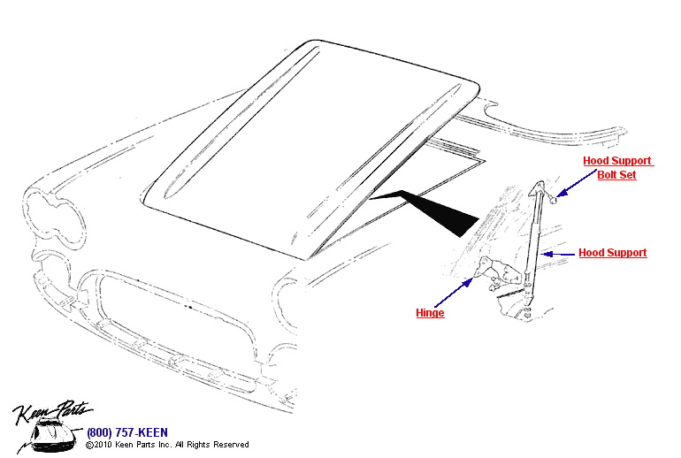 Hood Support Diagram for a 1994 Corvette