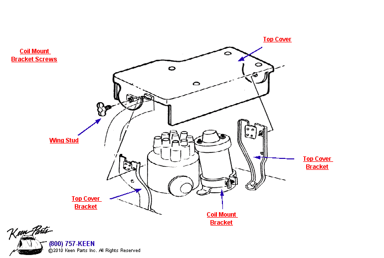 Ignition Shield Top Cover Diagram for a C2 Corvette