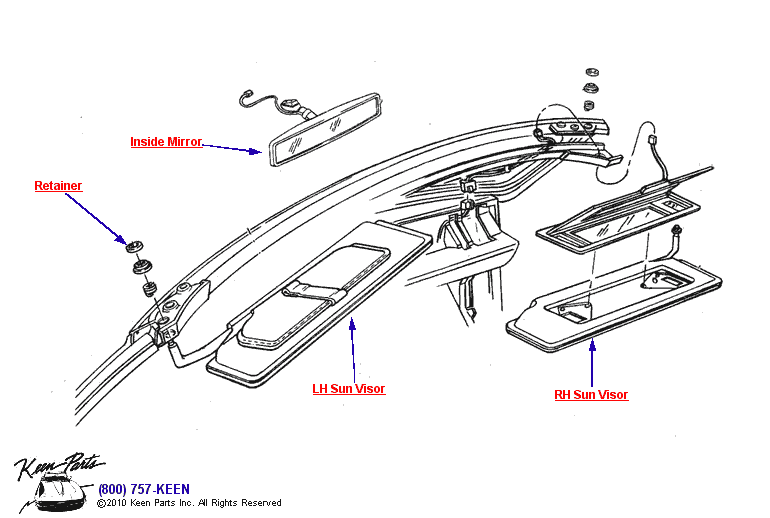 Interior Mirror Diagram for a 1996 Corvette