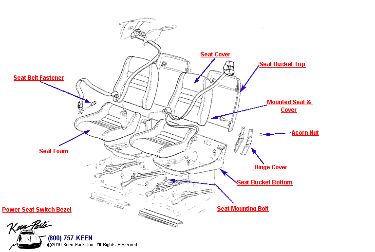 Seats Diagram for a 2024 Corvette