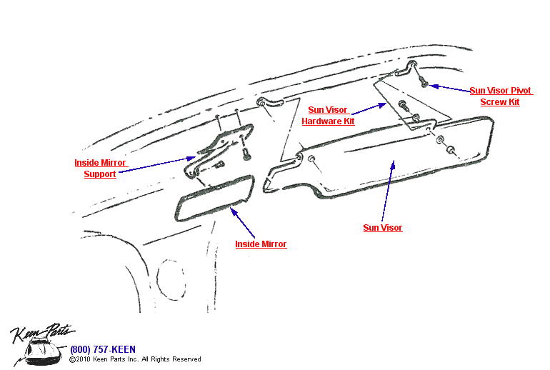 Inside Mirror Diagram for a 1956 Corvette
