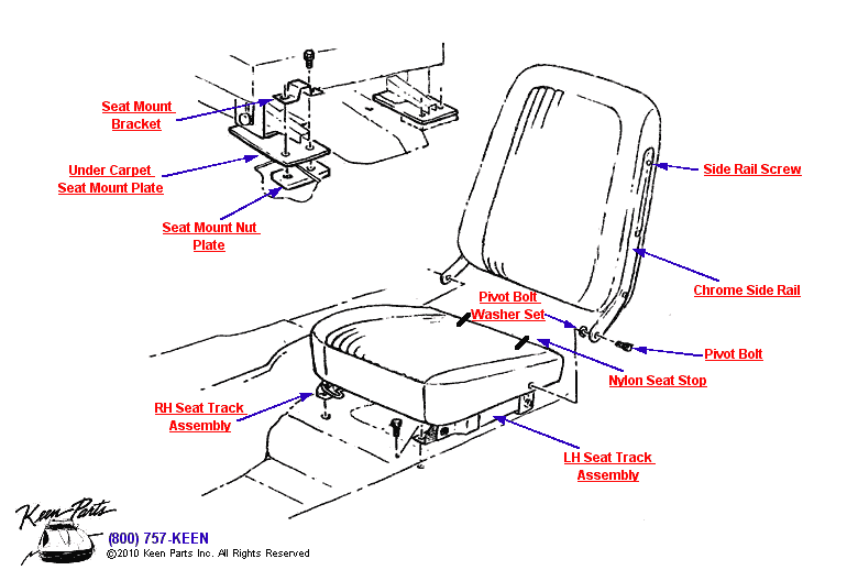 Seat Assembly Diagram for a 2019 Corvette
