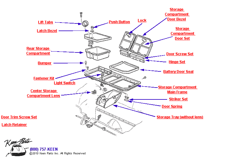3 Door Rear Storage Compartment Diagram for a 1968 Corvette