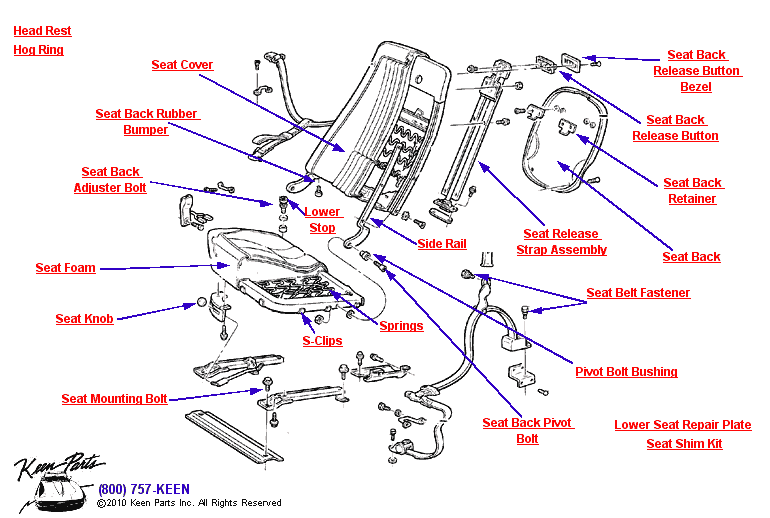 Seat &amp; Belt Diagram for a 2020 Corvette
