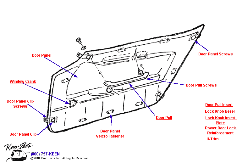 Door Panel Diagram for a 1962 Corvette