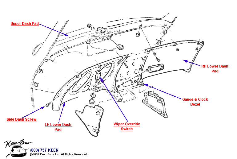 Lower Dash Diagram for a 1977 Corvette