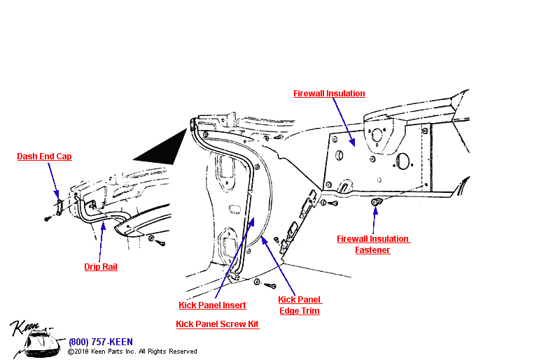 Dash Mat &amp; Cowl Trim Diagram for a 2015 Corvette